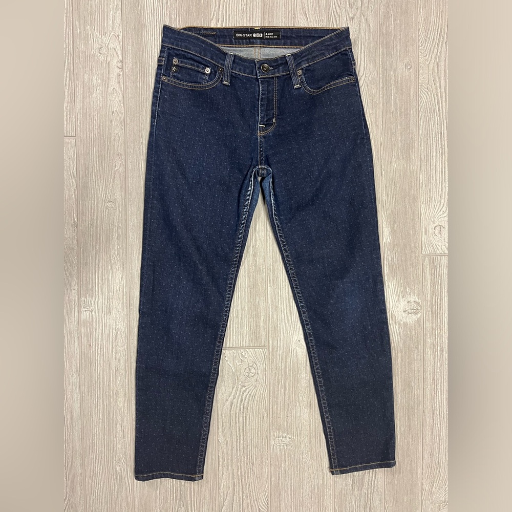 Big Star Alex Mid Rise Fit Mini Polka Dots Skinny Jeans Size 27 Inseam 24.5"